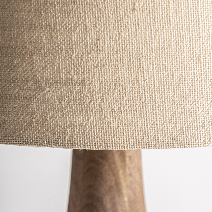 Lampă de masă artizanală din lemn de mango cu abajur din iută crem [2]