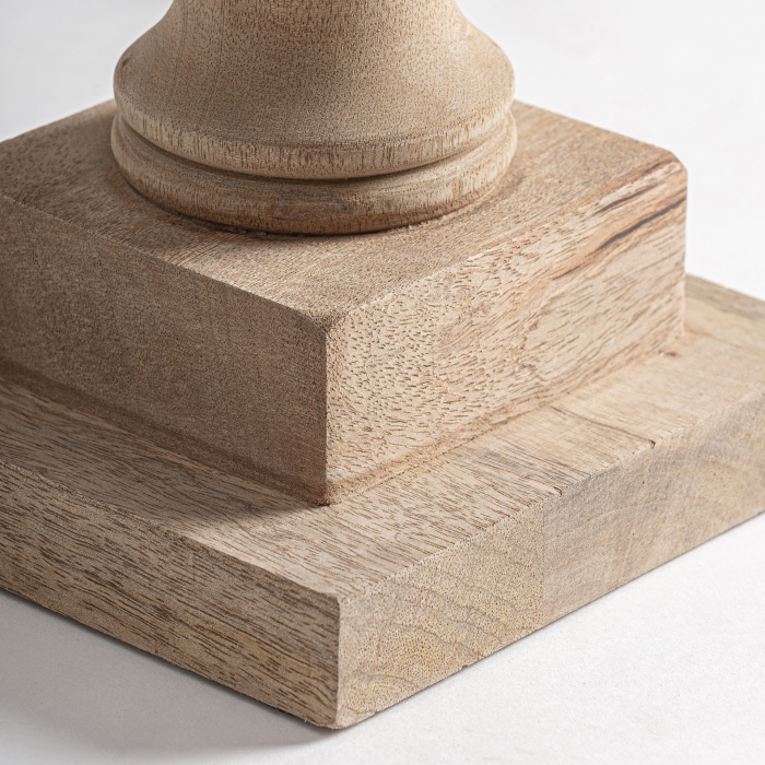 Lampă de masă artizanală din lemn de mango cu abajur din bumbac bej [4]