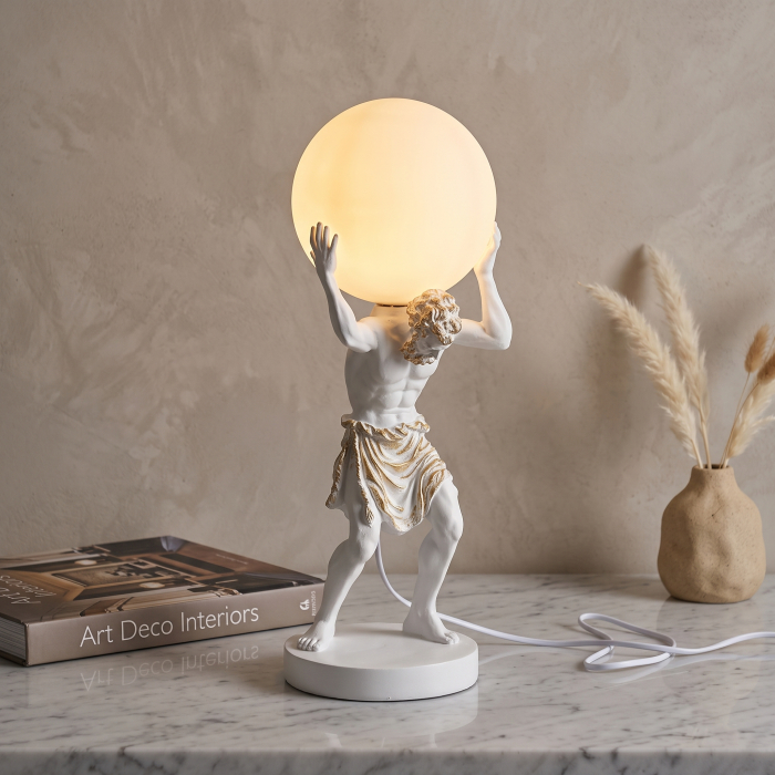 Lampă alba cu detalii aurii Atlas decorativă|Iluminat artistic elegant [2]