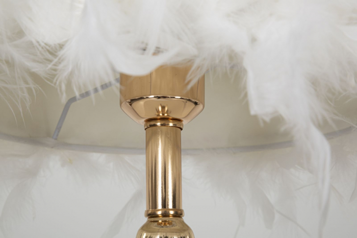 Lampa de masa pene albe | Veioza aurie cristal CreativDeco [3]