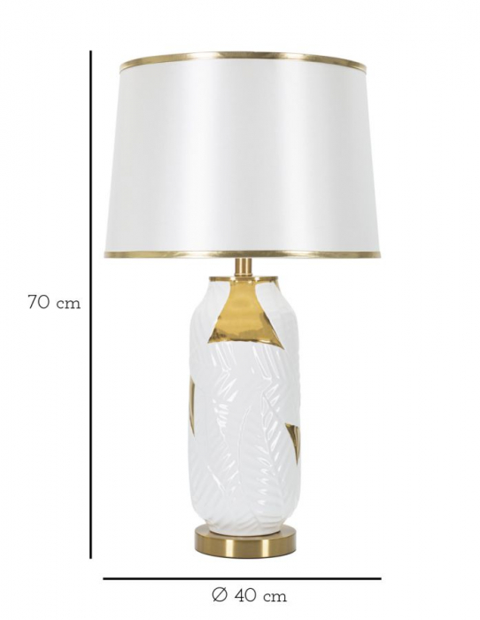 Veioza ceramica alba cu accente aurii CreativDeco [6]