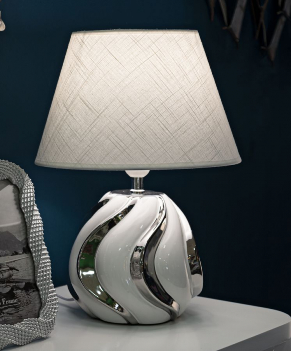 Lampa de masa argintie | Veioza ceramica eleganta CreativDeco [5]