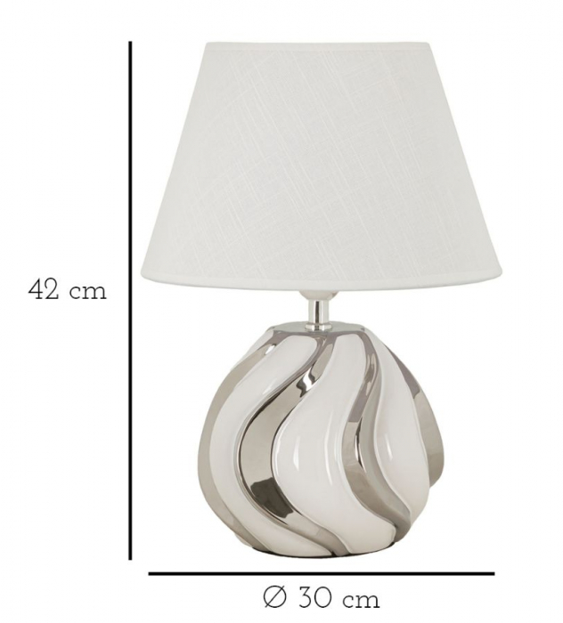 Lampa de masa argintie | Veioza ceramica eleganta CreativDeco [6]