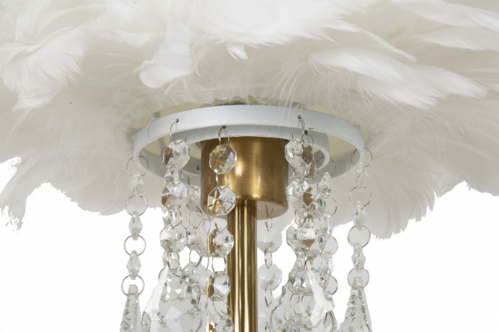 Lampa de masa cu cristale si abajur cu pene CreativDeco [4]