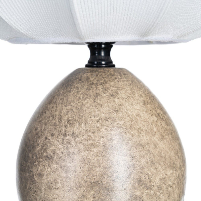 Lampă de masă cu bază ceramică imitație marmură și abajur din bumbac [4]