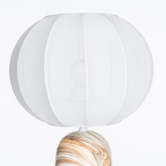 Lampă de masă cu bază ceramică imitație marmură și abajur din bumbac [2]