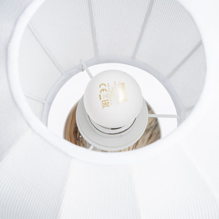 Lampă de masă cu bază ceramică imitație marmură și abajur din bumbac [6]