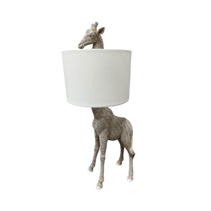 Lampă de masă cu abajur textil crem și bază naturală GIRAFFA [1]