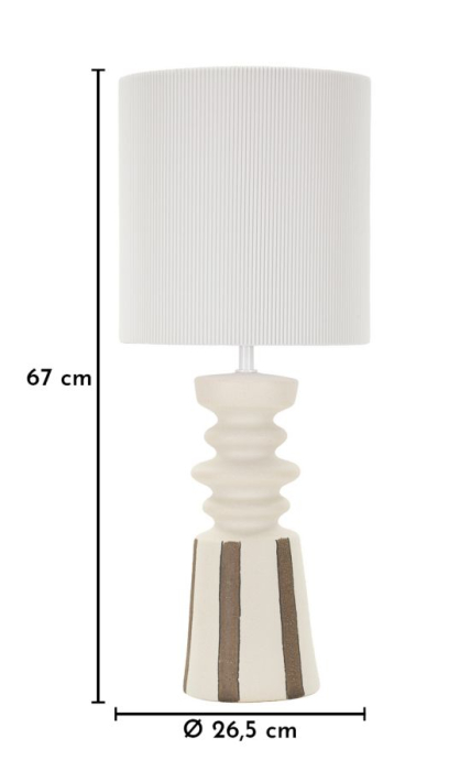 Lampă de masă dungi verticale crem maro abajur plisat [6]
