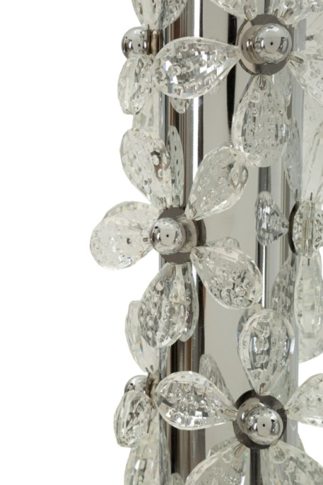 Lampă de masă floare gri metalizat decorativă abajur alb [4]