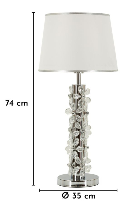 Lampă de masă floare gri metalizat decorativă abajur alb [6]