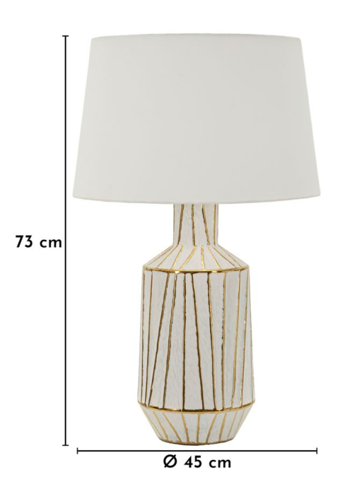 Lampă de masă model liniar auriu bază ceramică albă [6]