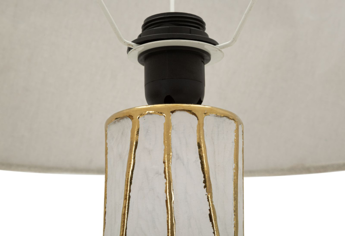 Lampă de masă model liniar auriu bază ceramică albă [3]