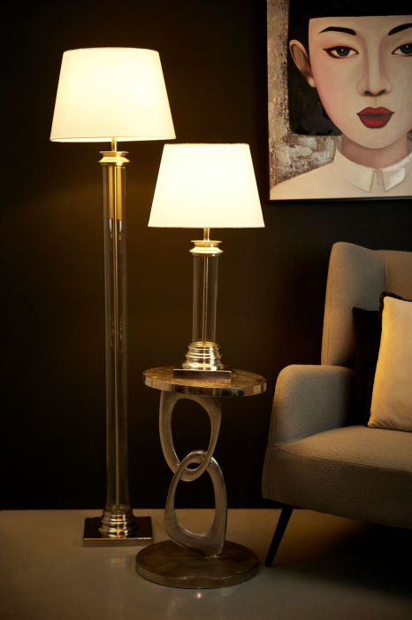 Lampă de masă aluminiu sticlă albă moderna [2]