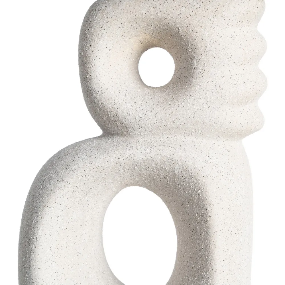Lampă de masă ceramică albă aspect piatră cu decupaje și abajur gri [4]