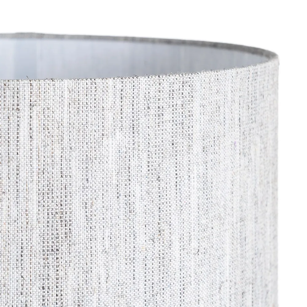 Lampă de masă ceramică albă aspect piatră cu decupaje și abajur gri [6]