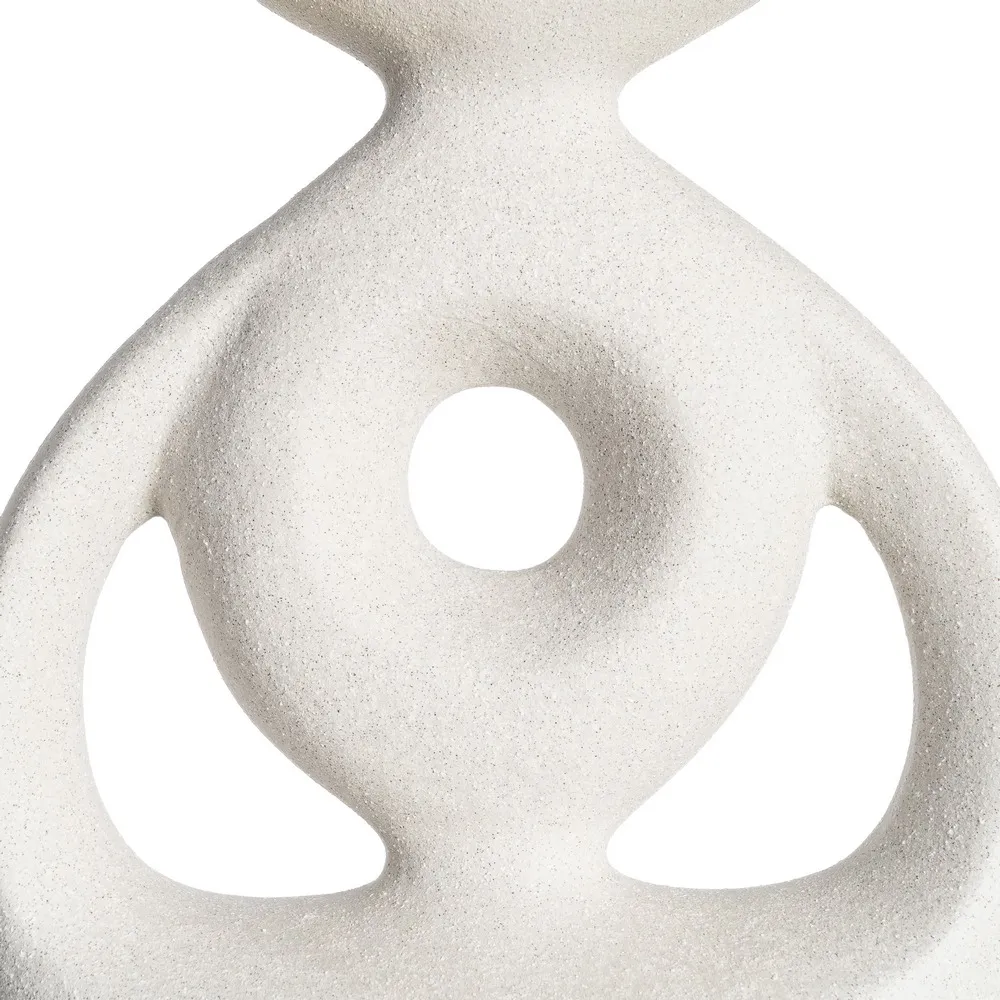Lampă de masă din ceramică albă ovală cu decupaje și abajur gri [4]