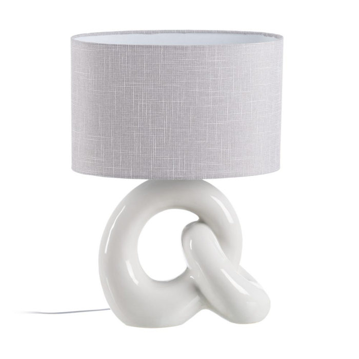 Lampa de masă din ceramică albă – bază în nod sculptural [1]