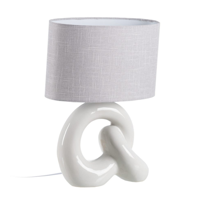 Lampa de masă din ceramică albă – bază în nod sculptural [2]
