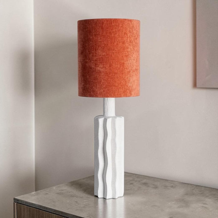 Lampă de masă din ceramică albă înaltă cu abajur teracotă 100 cm [2]