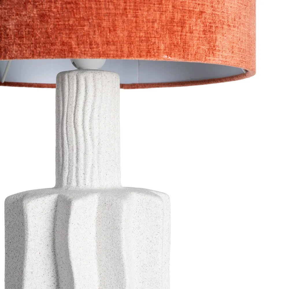 Lampă de masă din ceramică albă înaltă cu abajur teracotă 100 cm [4]