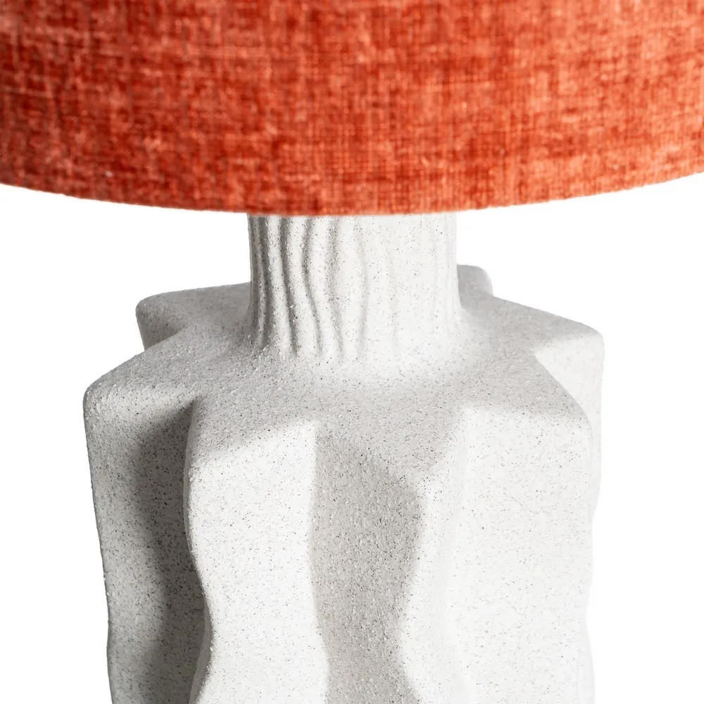 Lampă de masă din ceramică albă cu bază ondulată și abajur teracotă 56 cm [4]