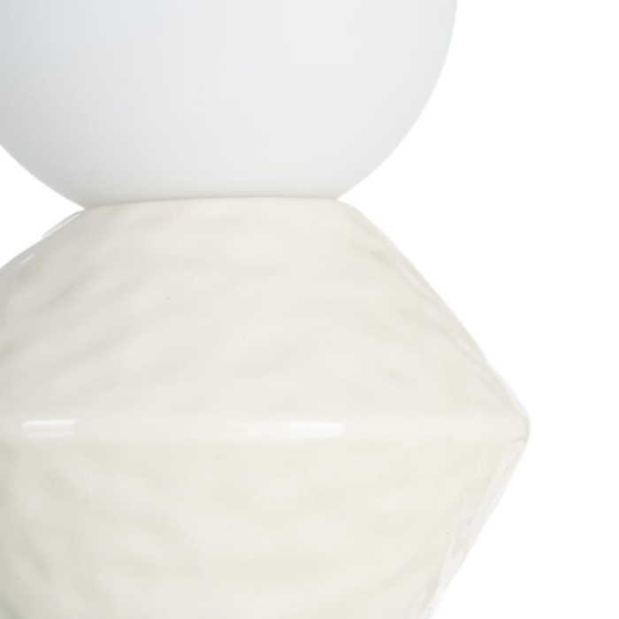 Lampă de masă din ceramică albă cu glob din sticlă [3]