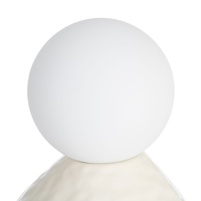 Lampă de masă din ceramică albă cu glob din sticlă [2]
