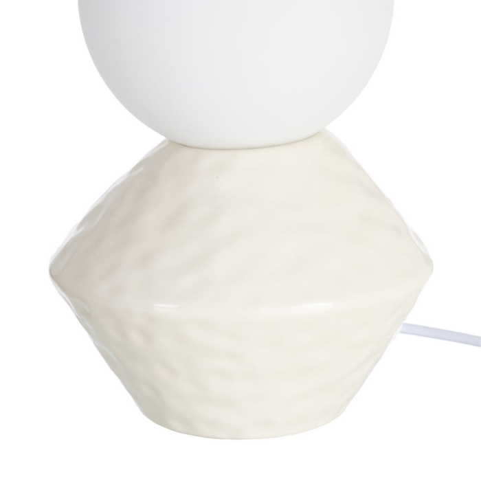 Lampă de masă din ceramică albă cu glob din sticlă [4]
