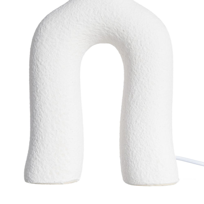 Lampă de masă din ceramică albă formă abstractă cu abajur gri [5]