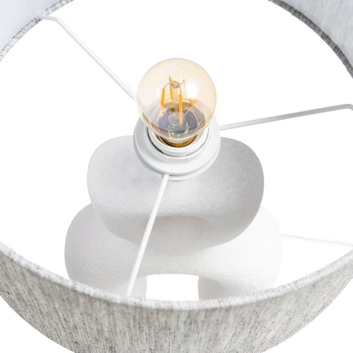 Lampă de masă din ceramică albă formă abstractă cu abajur gri [6]