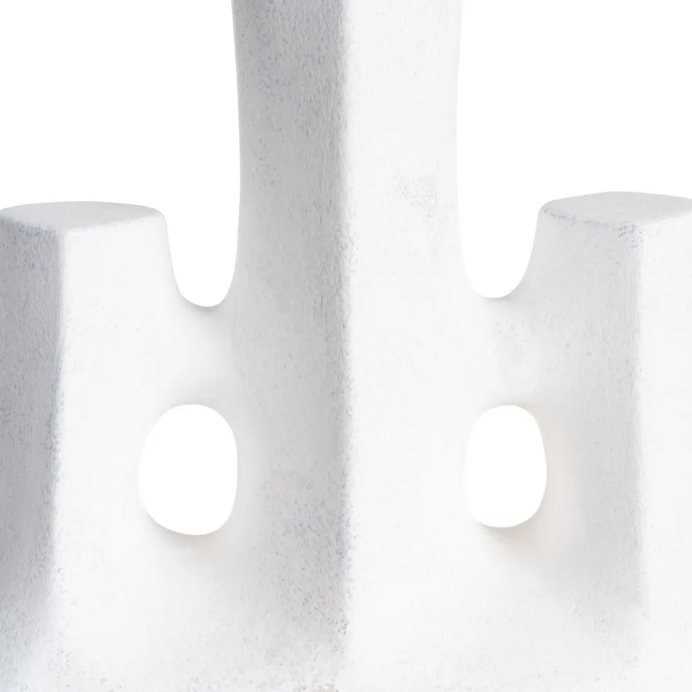 Lampă de masă ceramică albă abstractă cu decupaje și abajur gri [4]