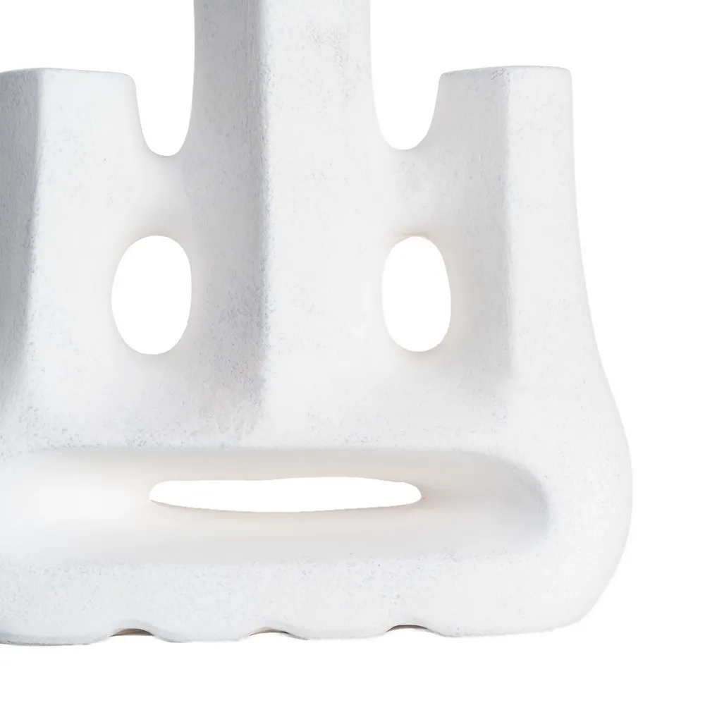 Lampă de masă ceramică albă abstractă cu decupaje și abajur gri [5]