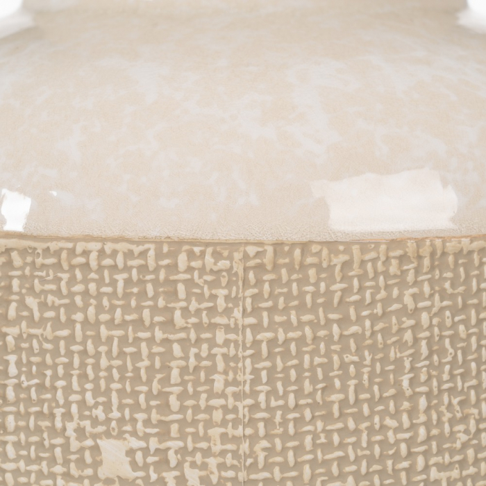 Lampa ceramica bej cu abajur bumbac pentru noptiera|Lampi naturale pentru interioare relaxate [6]