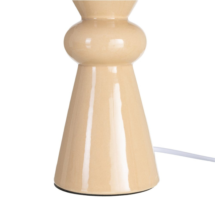 Lampă de masă din ceramică bej cu abajur textil cu dungi [4]
