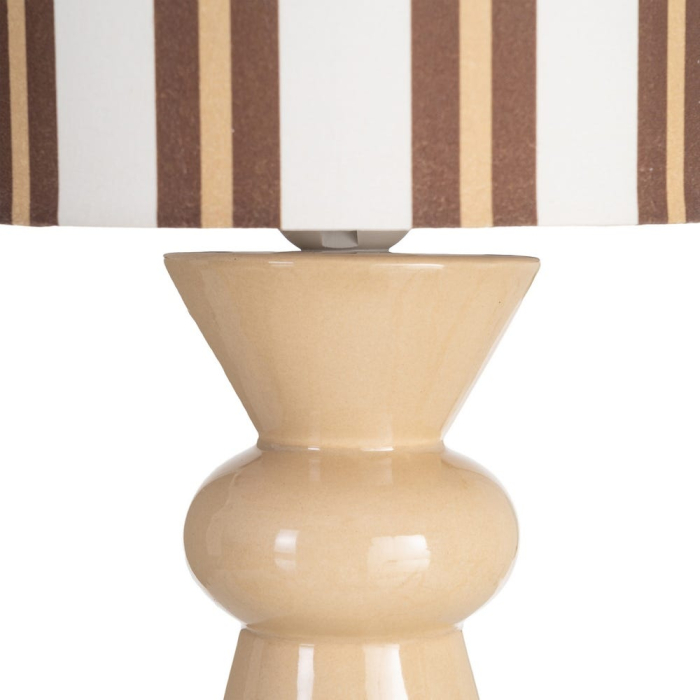 Lampă de masă din ceramică bej cu abajur textil cu dungi [3]