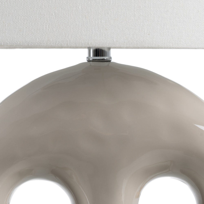 Lampa de masă din ceramică bej – bază sculpturală arcuită, abajur din in [5]