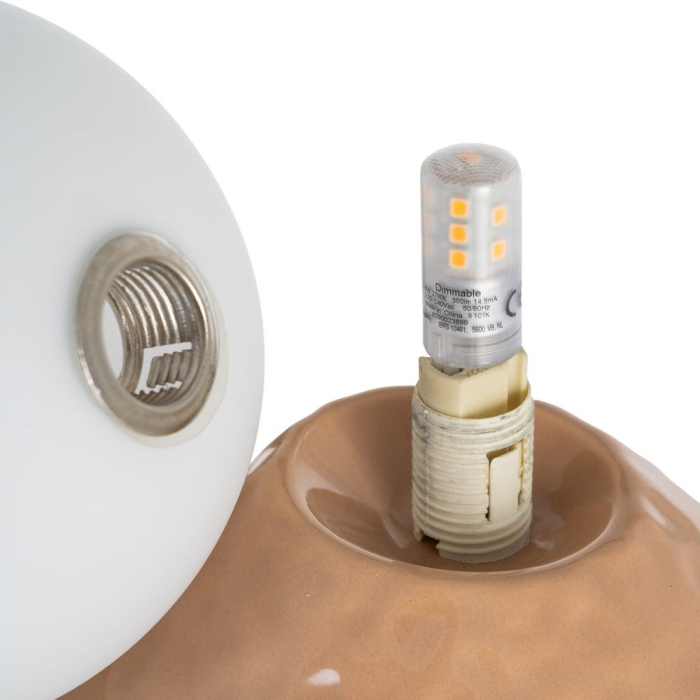 Lampă de masă din ceramică bej cu glob din sticlă [5]