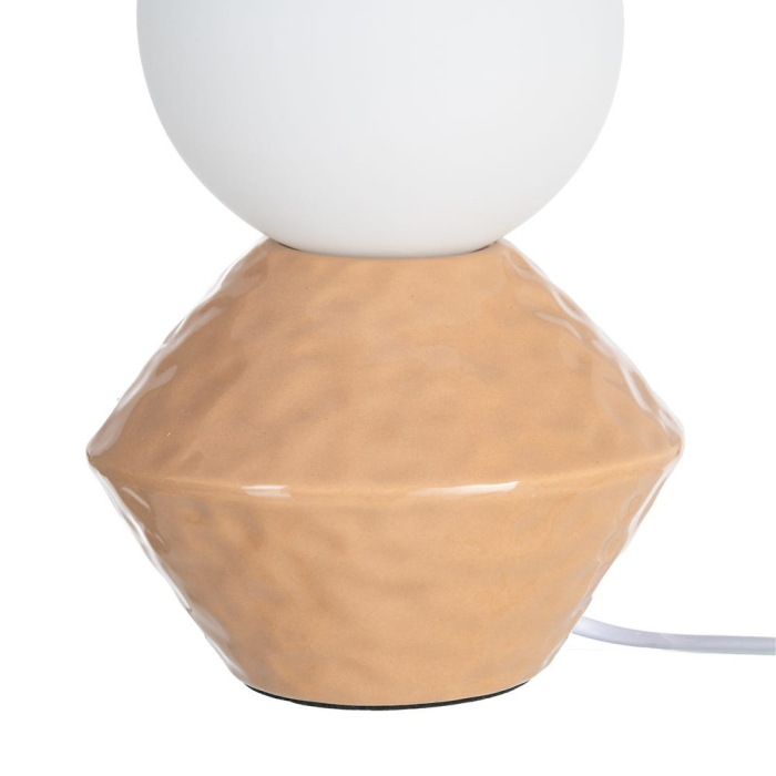 Lampă de masă din ceramică bej cu glob din sticlă [4]