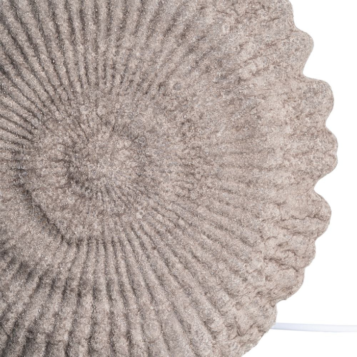 Lampă de masă din ceramică maro rotundă texturată cu abajur crem [5]