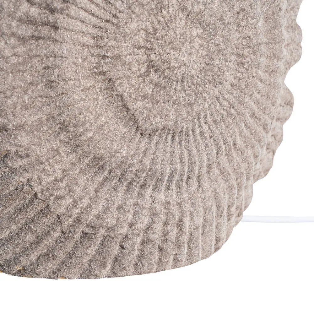 Lampă de masă din ceramică maro rotundă texturată cu abajur crem [4]