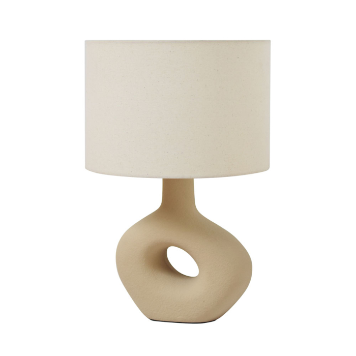 Lampă de masă din ceramică neutră cu abajur textil bej – model PEBBLE [1]