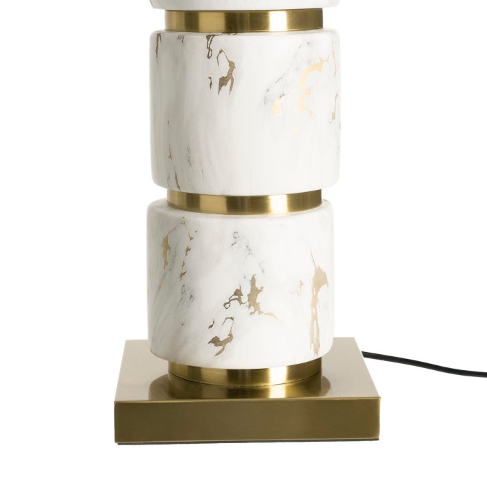 Lampă de masă din ceramică cu efect de marmură și abajur din in [5]