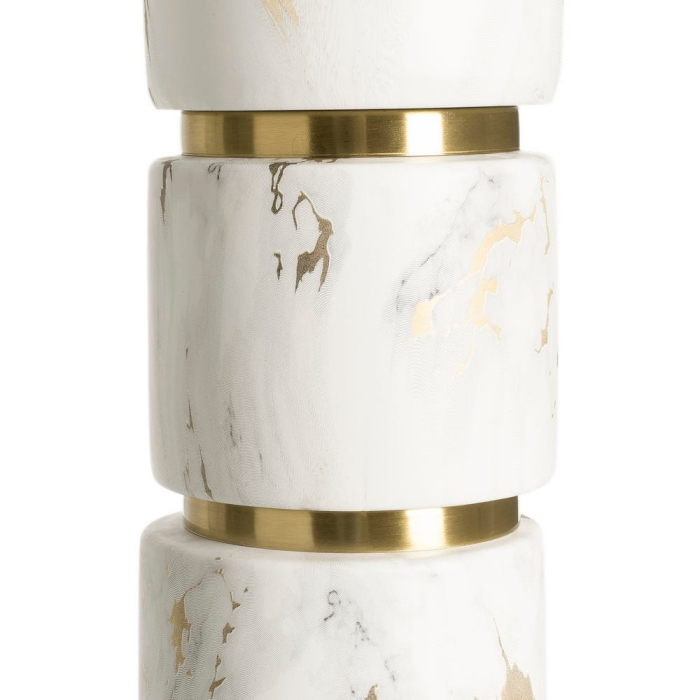 Lampă de masă din ceramică cu efect de marmură și abajur din in [4]
