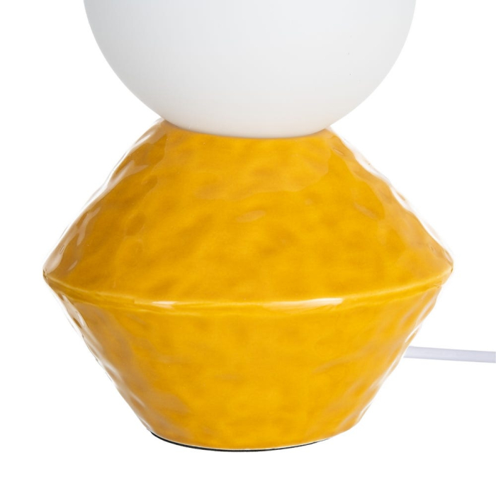 Lampă de masă din ceramică galbenă cu glob din sticlă [4]