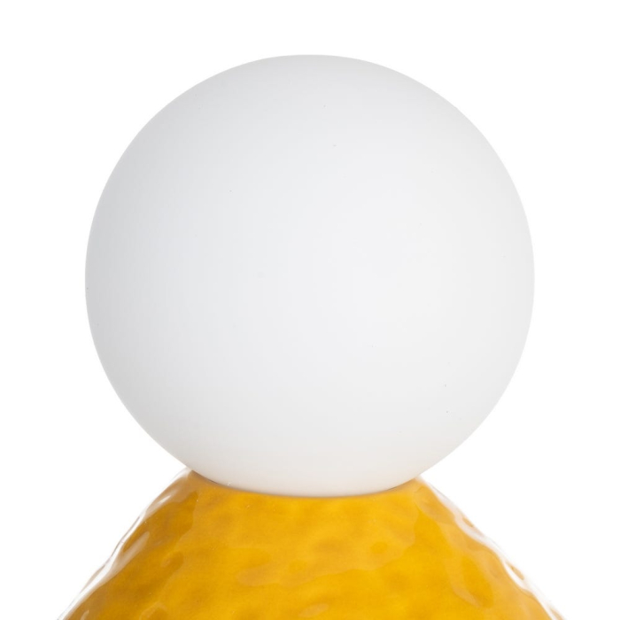 Lampă de masă din ceramică galbenă cu glob din sticlă [2]