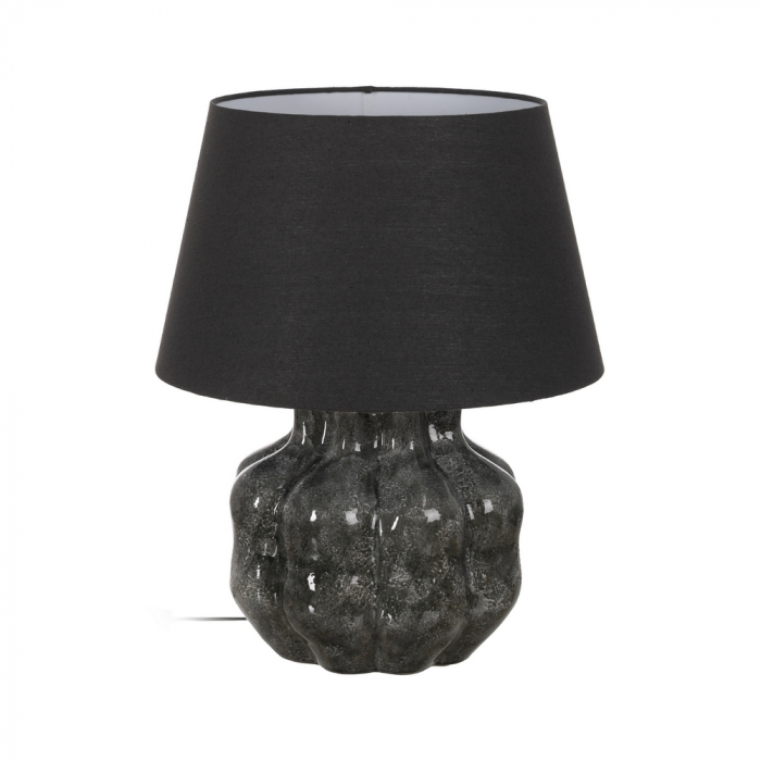 Lampa gri ceramica cu abajur textil pentru decor sobru|Lampi naturale pentru decoruri moderne [1]