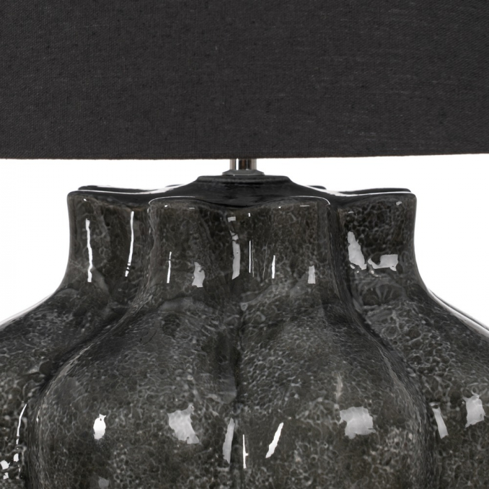 Lampa gri ceramica cu abajur textil pentru decor sobru|Lampi naturale pentru decoruri moderne [4]