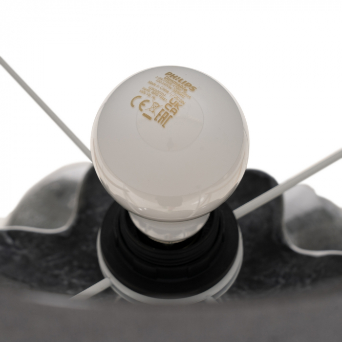 Lampa gri ceramica cu abajur textil pentru decor sobru|Lampi naturale pentru decoruri moderne [5]