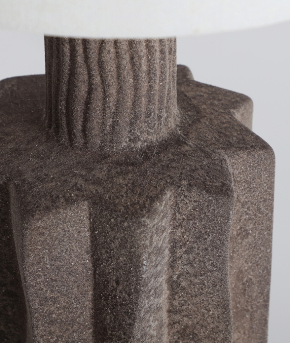 Lampă de masă din ceramică gri cu abajur textil alb Orvik [3]